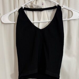 Black Ribbed Halter Top